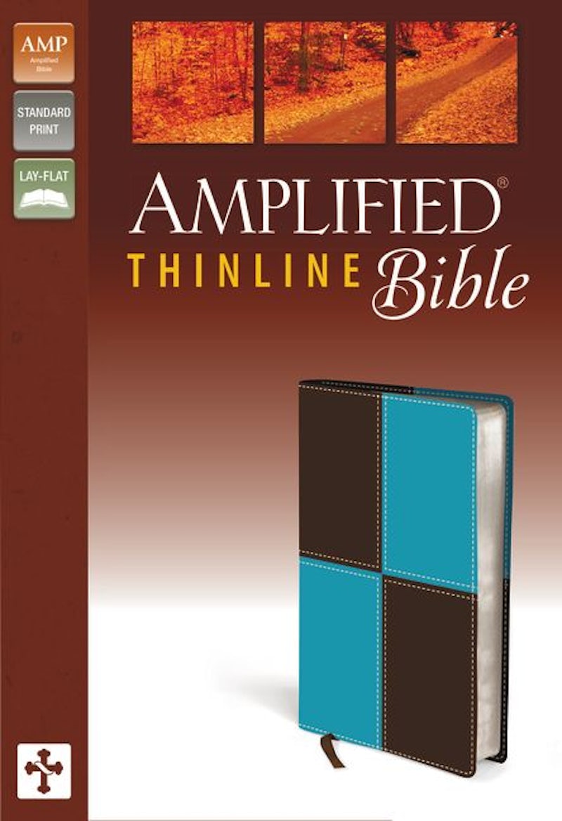 Amplified Thinline Bible, Imitation Leather, Blue/Brown