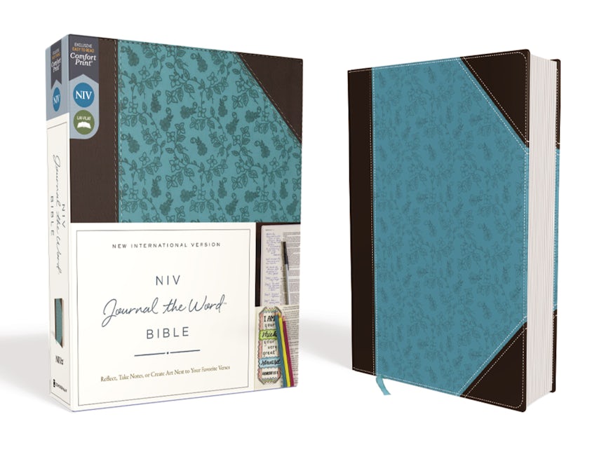 NIV, Journal the Word Bible, Leathersoft, Brown/Blue, Red Letter