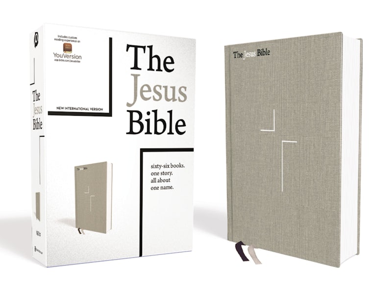 The Jesus Bible Niv Edition Cloth Over Board Gray Linen Comfort Print 