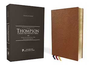 NASB, Thompson Chain-Reference Bible, Premium Goatskin Leather, Premier Collection, Tan, 1995 Text, Black Letter, Art Gilded Edges, Comfort Print book image