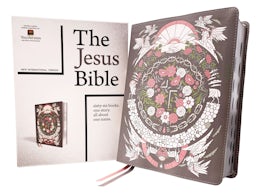 The Jesus Bible Artist Edition, NIV, (With Thumb Tabs to Help Locate the Books of the Bible), Leathersoft, Gray Floral, Thumb Indexed, Comfort Print