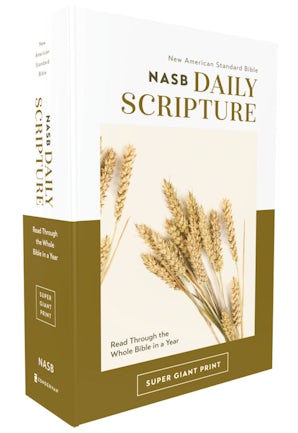 NASB, Daily Scripture, Super Giant Print, Paperback, White/Olive, 1995 Text, Comfort Print book image