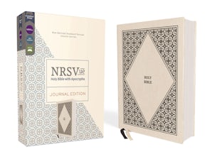 NRSVue, Holy Bible with Apocrypha, Journal Edition, Cloth over Board, Cream, Comfort Print book image