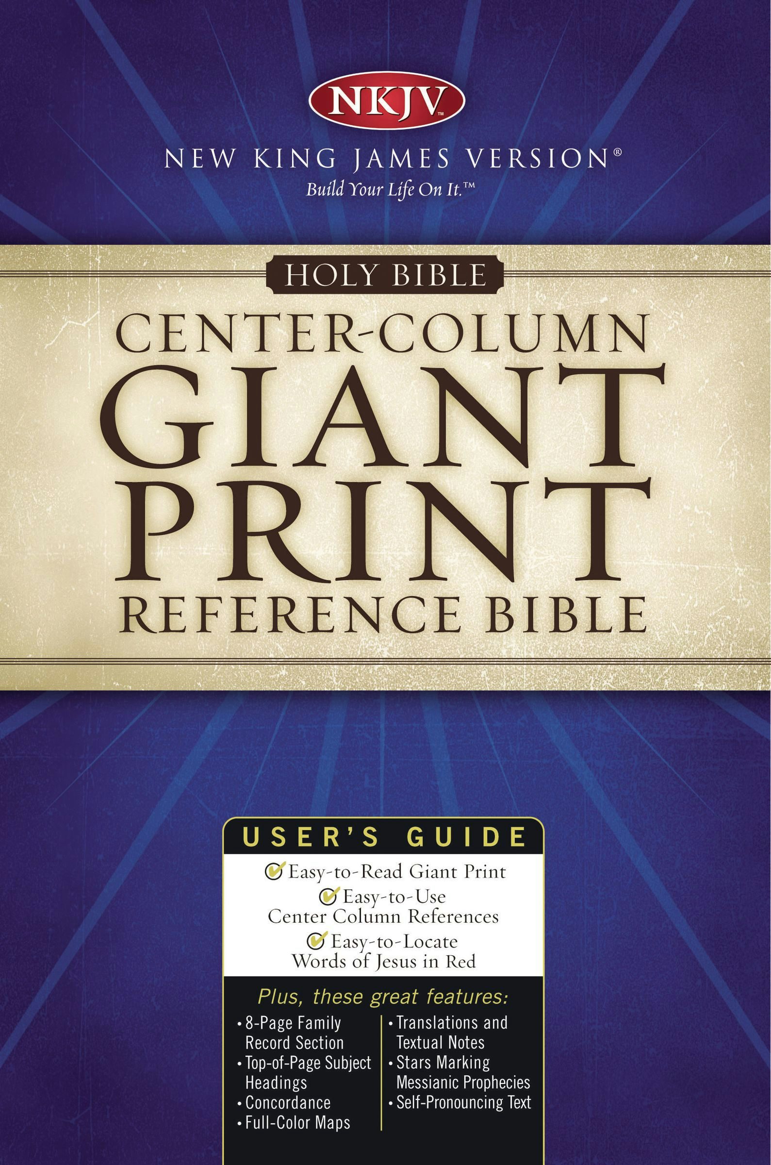 NKJV, Reference Bible, Giant Print, Bonded Leather, Burgundy, Indexed