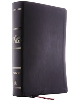 The NIV, Open Bible, Leathersoft, Black, Red Letter, Comfort Print