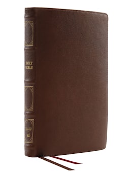 NKJV, Thinline Reference Bible, Genuine Leather, Brown, Red Letter ...