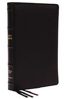 KJV, Thinline Bible, Large Print, Premium Goatskin Leather, Black, Premier Collection, Red Letter, Thumb Indexed, Comfort Print
