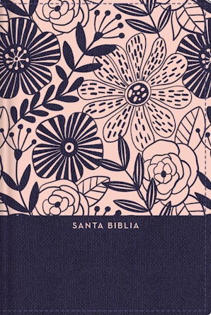 RVR60 Santa Biblia, Letra Grande, Tamaño Compacto, Tapa Dura/Tela, Azul Floral, Edición Letra Roja con Índice book image