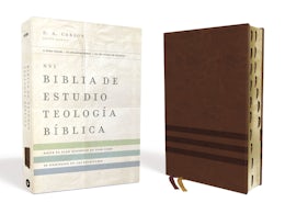 NVI Biblia de Estudio, Teología Bíblica, Leathersoft, Café con Índice, Interior a cuatro colores