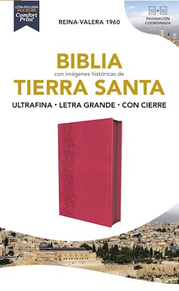 Biblia Reina-Valera 1960, Tierra Santa, Ultrafina, Letra grande, Leathersoft, Fucsia, Con cierre