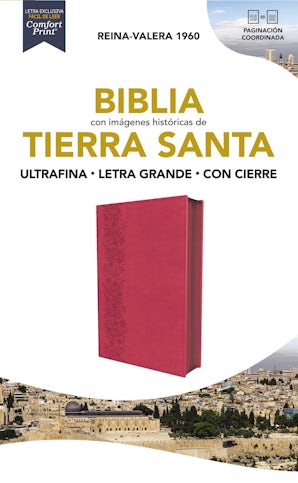 Biblia Reina-Valera 1960, Tierra Santa, Ultrafina, Letra grande, Leathersoft, Fucsia, Con cierre Leather / fine binding