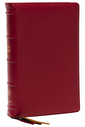 NKJV, Thinline Reference Bible, Large Print, Red Premium Goatskin Leather, Premier Collection, Comfort Print book image